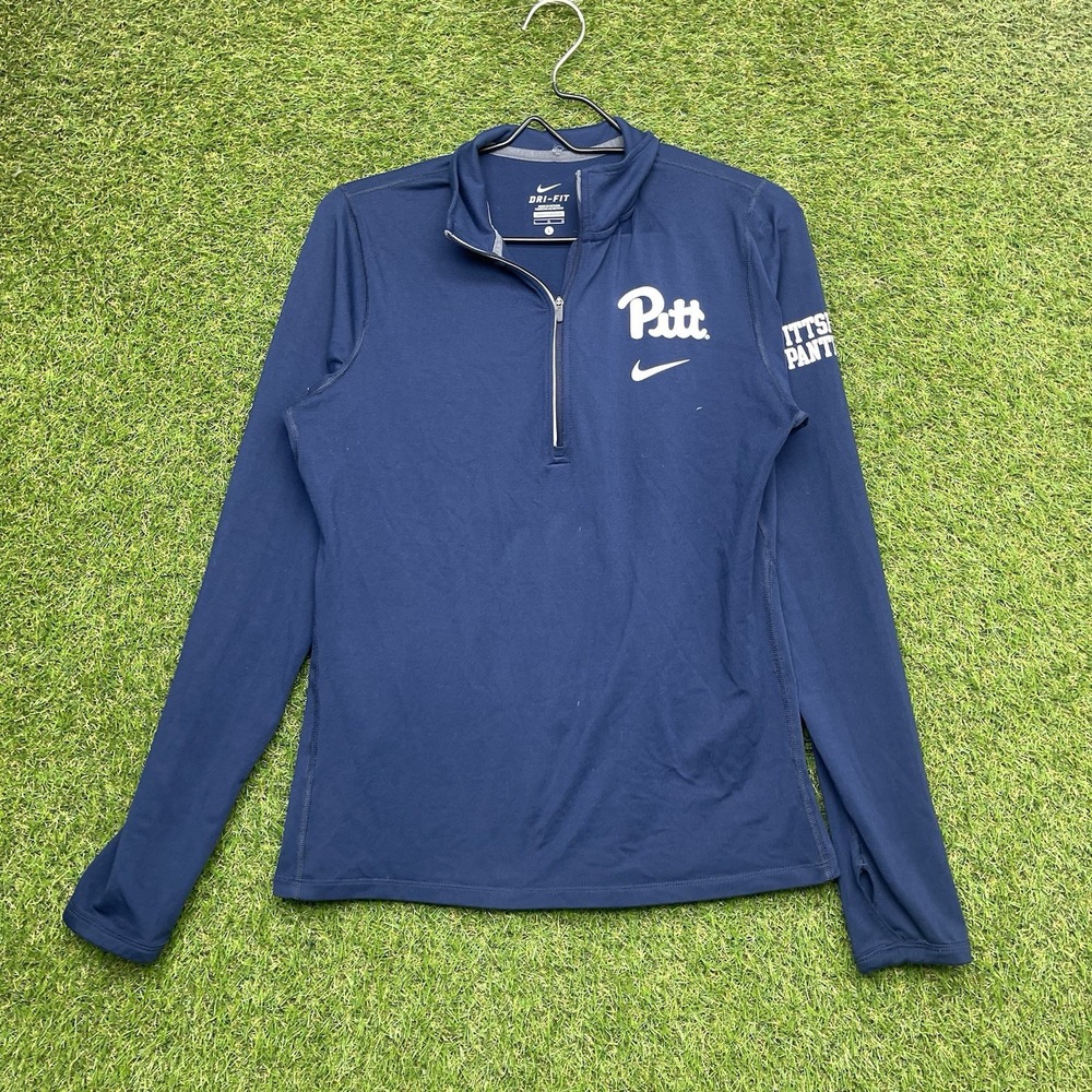 Nike Pittsburgh Panthers 1/4 Zip Shirt Womens Large Blue Lightweight Dri Fit